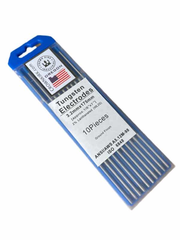 TIG Welding Tungsten Rod Electrodes 2% Lanthanated (Blue, WL20), 1/8", 10 Pack
