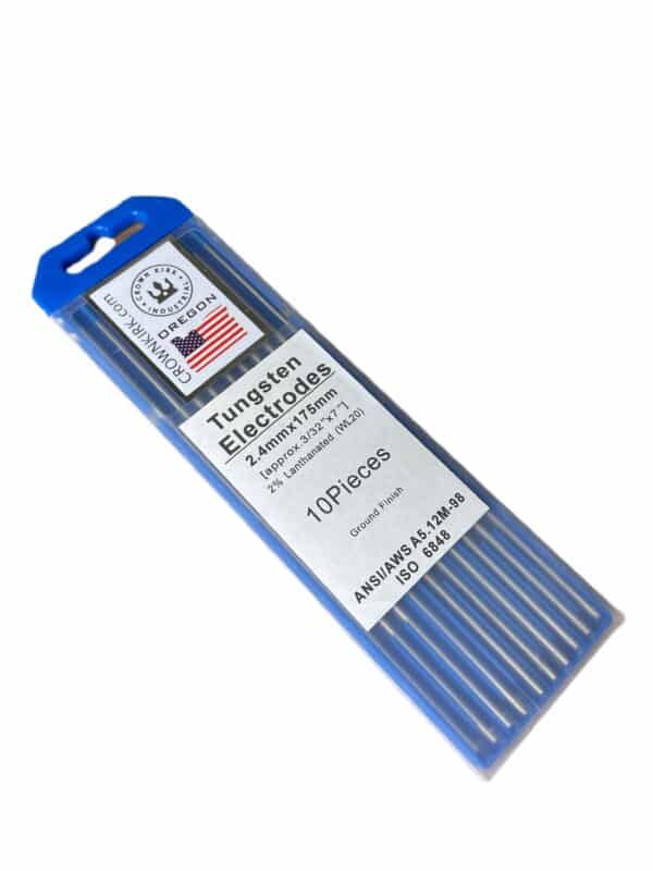 TIG Welding Tungsten Rod Electrodes 2% Lanthanated (Blue, WL20), 3/32", 10 Pack
