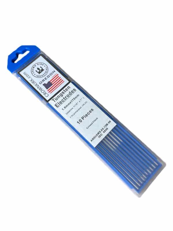 TIG Welding Tungsten Rod Electrodes 2% Lanthanated (Blue, WL20), 1/16", 10 Pack