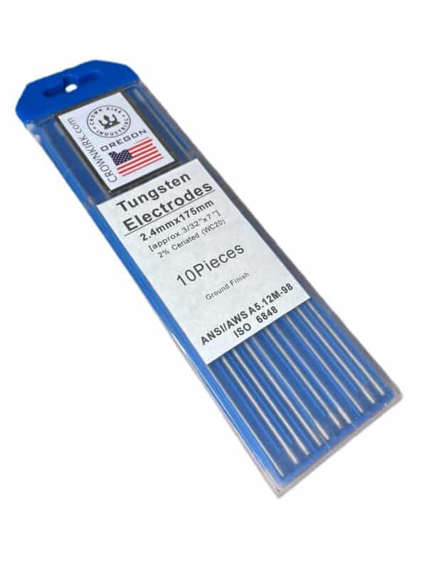 TIG Welding Tungsten Rod Electrodes 2% Ceriated (Grey, WC20), 3/32", 10 Pack