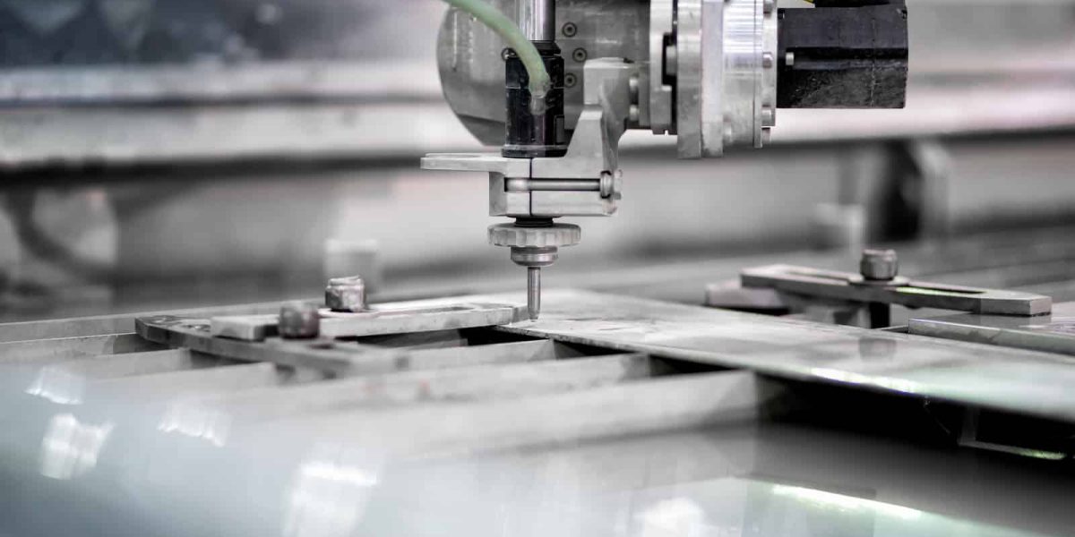 Working process cutter high precision parts by waterjet cutting machine in industrial factory